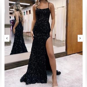 Black sequin prom dress